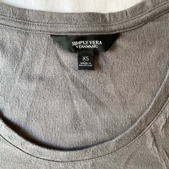 Simply Vera Vera Wang Women Long Sleeve Crewneck Blouse size XS, Gray - Picture 5 of 7